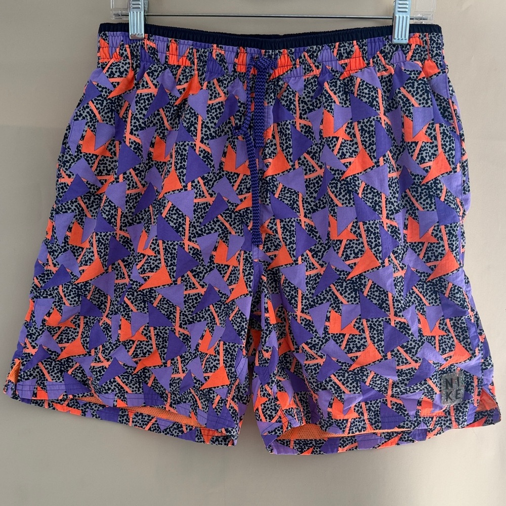 Retro Nike Men's Vibrant Purple and Orange Swim Shorts